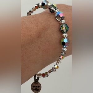 Alex and Ani Silver and Iridescent Beaded Bracelet